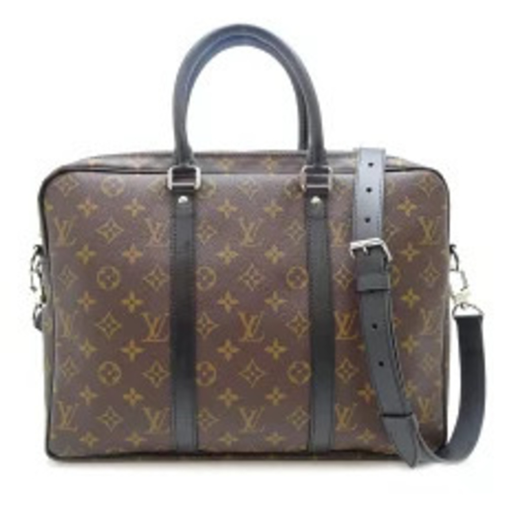 Louis Vuitton Porte Documents Voyage Business Bag Monogram Macassar Brown